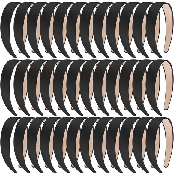 Satin Headbands Women Black Plastic Hair Accessories Non-slip DIY Fashion